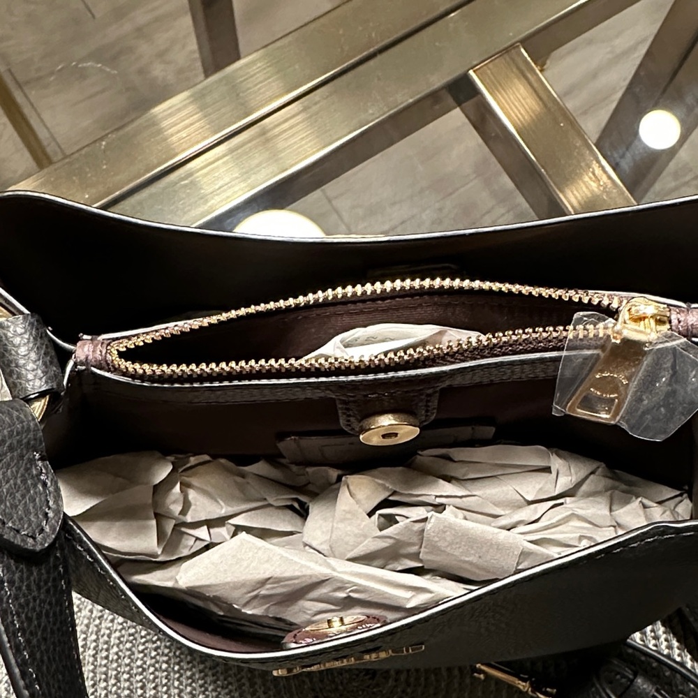 Coach Black Pebbled Leather Shoulder Bucket Bag with Gold Hardware - Picture 8 of 10